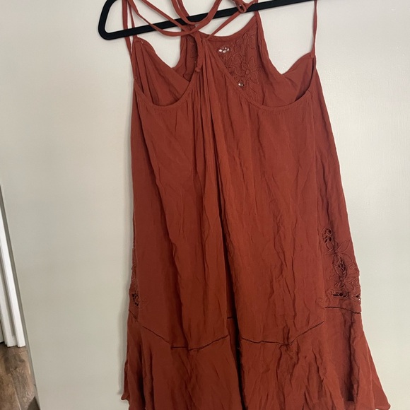 Free People Dresses & Skirts - Free people Rust Embroidered Spaghetti Strap Dress